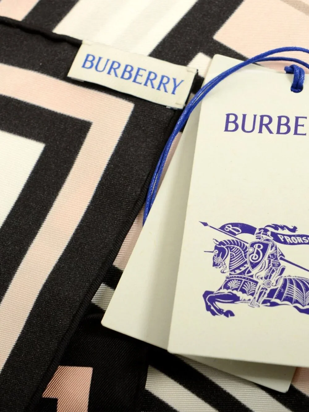 Burberry "IS SLK SQ" Frosted Pink Striped Large 100% Silk Square Scarf - Picture 4 of 4